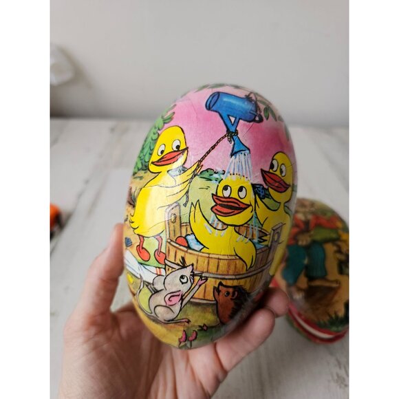 Vintage East West Germany Easter egg paper decor container set - Picture 4 of 10
